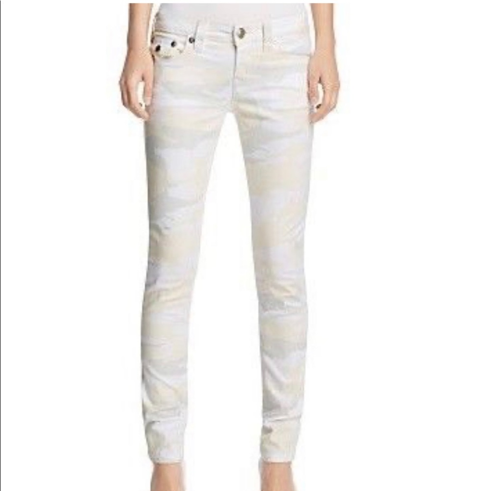 True Religion Womens white Camo Print Skinny Jeans